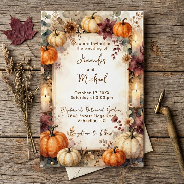 Invitation Mariage rustique d'automne aux citrouilles de Bour (Créateur téléchargé)