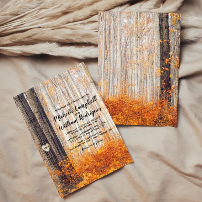 Invitation Mariage Rustique d'Automne avec Feuilles (Créateur téléchargé)