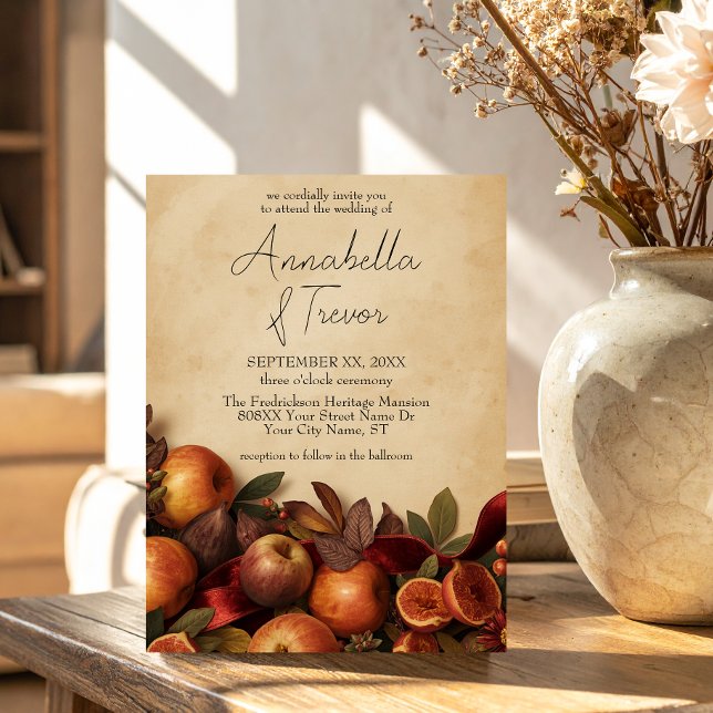 Invitation Mariage rustique d'automne avec pommes et figues (Créateur téléchargé)