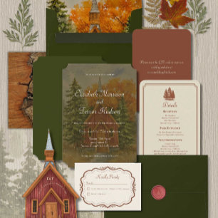 Invitation Mariage rustique d'automne en forêt dans le parc n