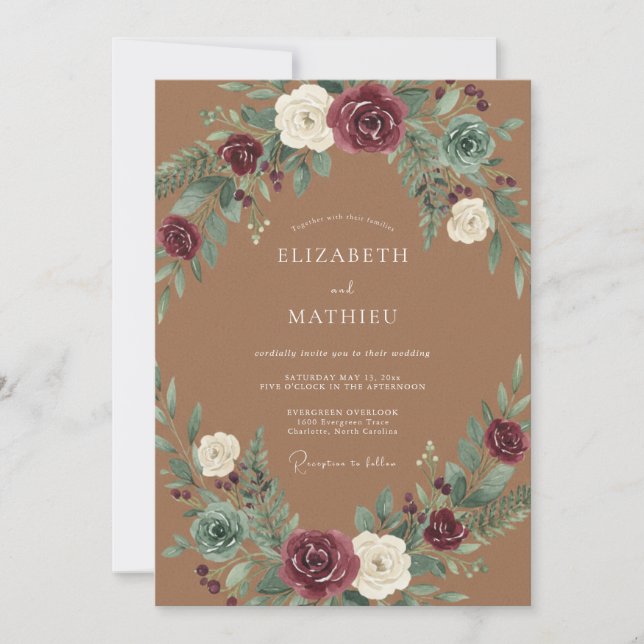 Invitation Mariage rustique d'automne en terre cuite (Devant)