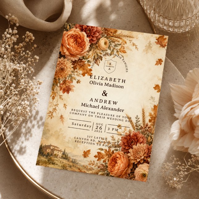 Invitation Mariage rustique d'automne intemporel (Créateur téléchargé)