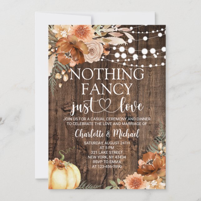 Invitation Mariage Rustique d'Automne Rien de Fantaisiste Jus (Devant)