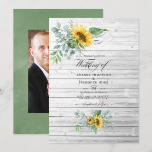 Invitation Mariage rustique de campagne Bohème avec tournesol