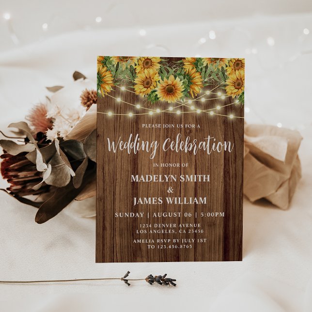Invitation Mariage Rustique de chaîne de tournesol (Créateur téléchargé)