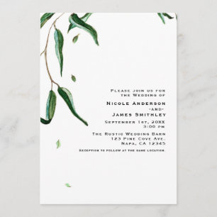 Invitation Mariage rustique de feuilles botaniques d'eucalypt