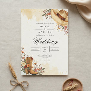 Invitation Mariage rustique de fleurs occidentales