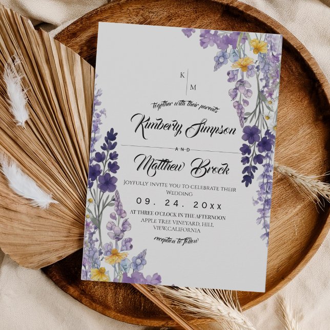 Invitation Mariage rustique de fleurs sauvages élégantes (Créateur téléchargé)