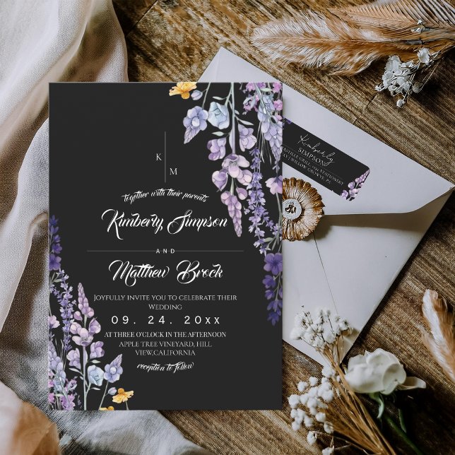 Invitation Mariage rustique de fleurs sauvages moderne et élé (Créateur téléchargé)