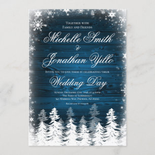 Invitation Mariage rustique de flocon de neige d'hiver