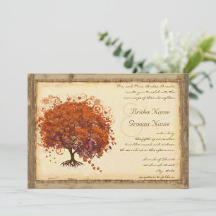 Invitation Mariage Rustique de Forêt de Grange en Bois de Feu