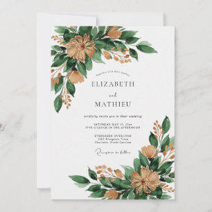 Invitation Mariage rustique de forêt vert émeraude