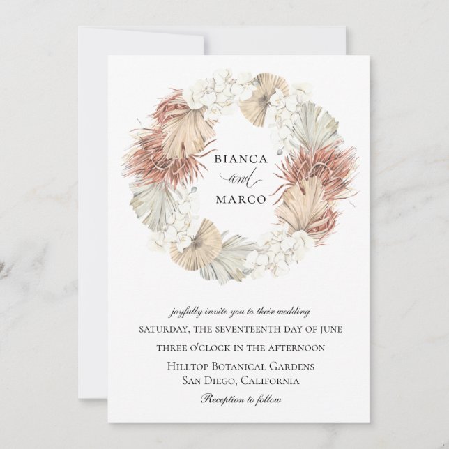 Invitation Mariage rustique de germe de palme (Devant)