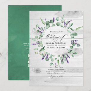 Invitation Mariage rustique de grange de campagne à la lavand