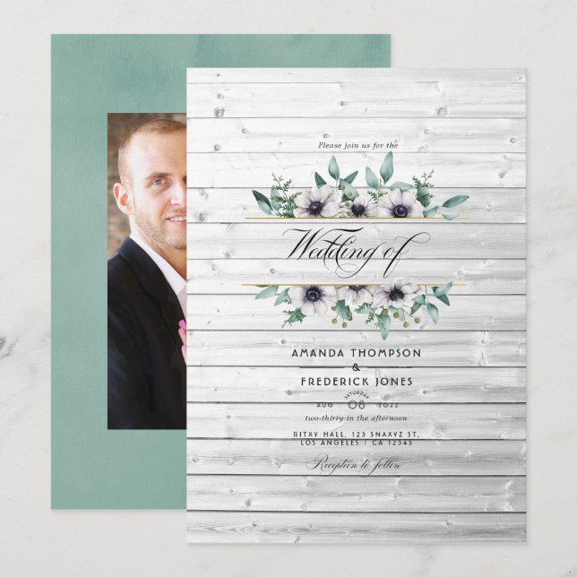 Invitation Mariage rustique de grange de campagne à l'eucalyp (Devant / Derrière)