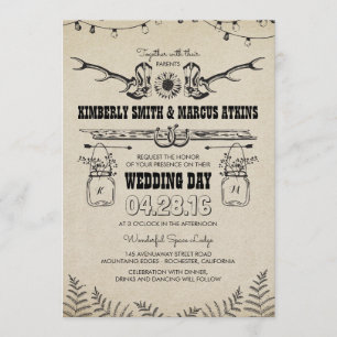 Invitation Mariage rustique de grange de pays de tournesol de