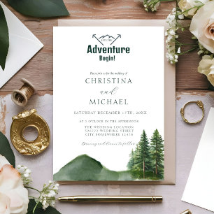 Invitation Mariage Rustique de la forêt de montagne de bois