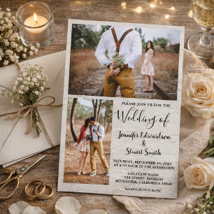 Invitation Mariage rustique de la grange en bois photo collag