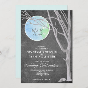 Invitation Mariage rustique de l'arbre et de la lune