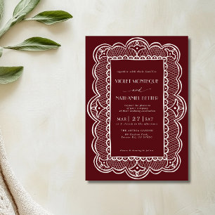 Invitation Mariage rustique de luxe en Bourgogne et dentelle