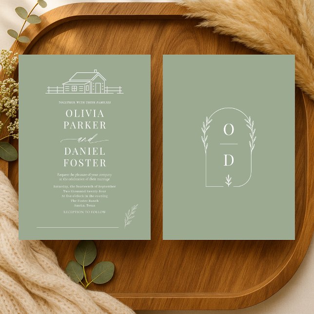 Invitation Mariage Rustique de Ranch au Style de Dessin au Tr (Créateur téléchargé)