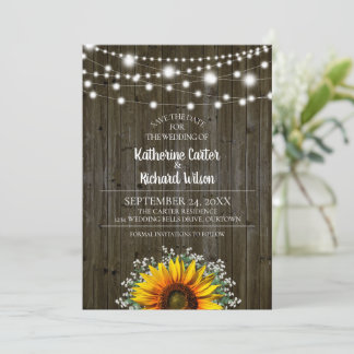 Invitation Mariage rustique de tournesol Enregistrer la date