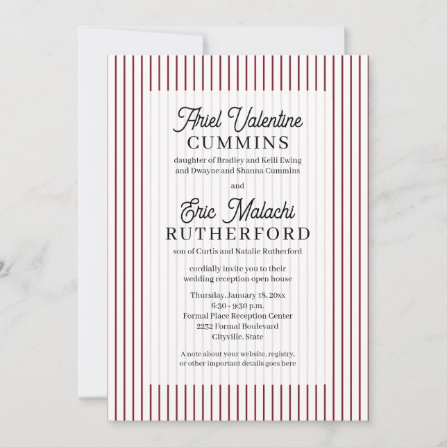Invitation Mariage rustique des parents de la mariée remariés (Devant)