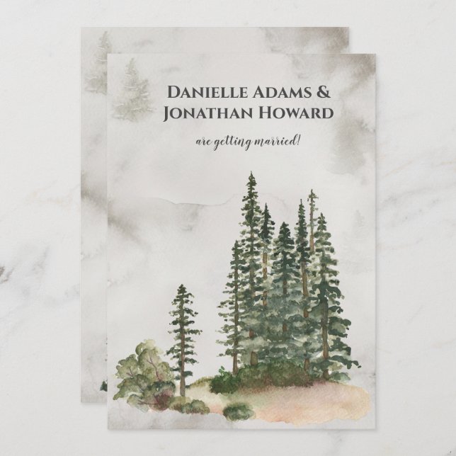 Invitation Mariage rustique des sapins sauvages| (Devant / Derrière)