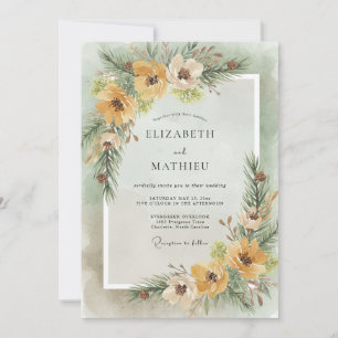 Invitation Mariage Rustique d'Hiver au Vert Pin