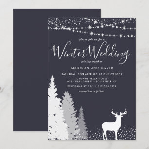 Invitation Mariage Rustique d'Hiver Cerf de Campagne