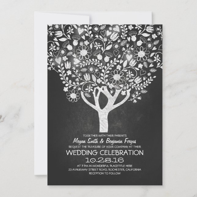 Invitation mariage rustique d'un arbre à plateau (Devant)