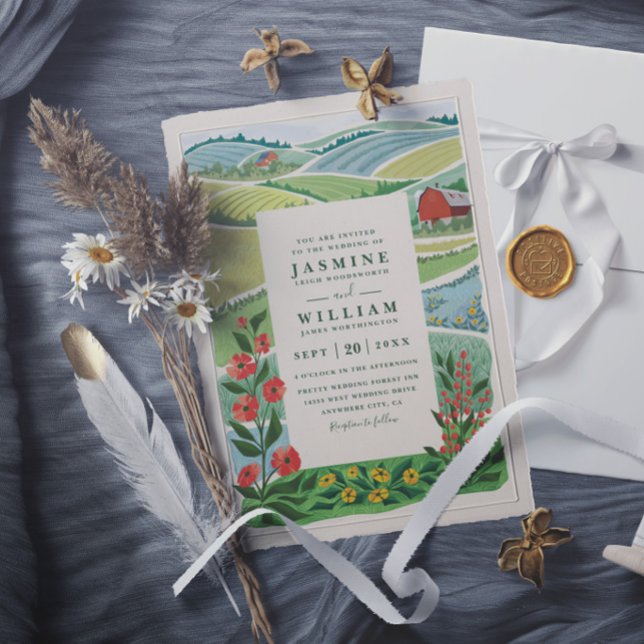Invitation Mariage rustique élégant moderne de ferme et de ch (Créateur téléchargé)
