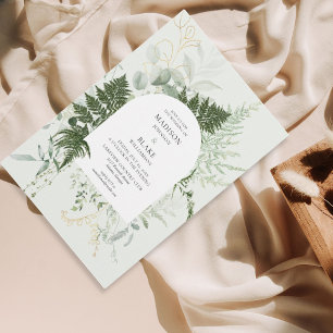 Invitation Mariage rustique Elegant Wild Forest Fern Verdure