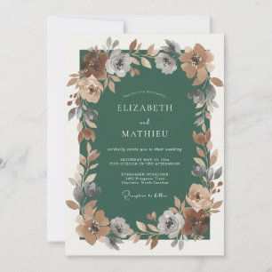 Invitation Mariage Rustique Émeraude Feuillu