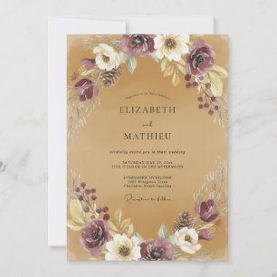 Invitation Mariage Rustique en Bois de Prunier
