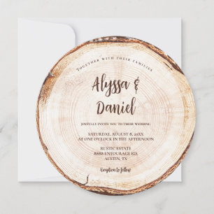 Invitation Mariage Rustique en Bois Découpe Personnalisée