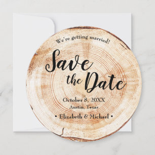 Invitation Mariage rustique en bois Enregistrer la date sur l