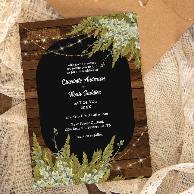 Invitation Mariage rustique en bois et verdure (Créateur téléchargé)