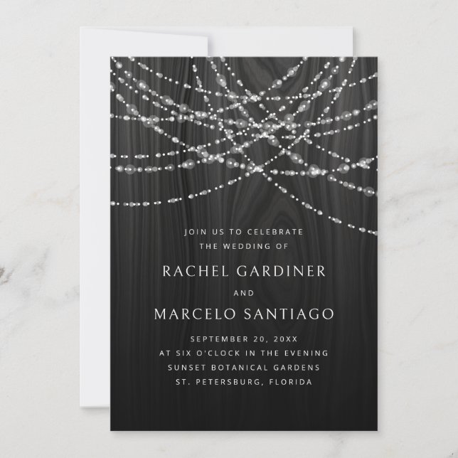 Invitation Mariage rustique en bois noir (Devant)