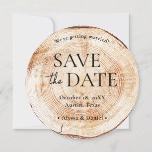 Invitation Mariage Rustique en Bois Personnalisé avec Photo