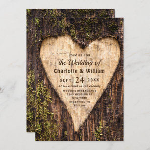 Invitation Mariage rustique en écorce de bois