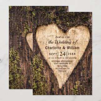 Invitation Mariage rustique en écorce de bois