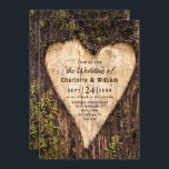 Invitation Mariage rustique en écorce de bois<br><div class="desc">Bois Barque Bébé Respiration Coeur Rustique Faire-part de mariage. Pour plus de personnalisation,  cliquez sur le lien "customiser plus" et utilisez notre outil de conception pour modifier ce modèle.</div>