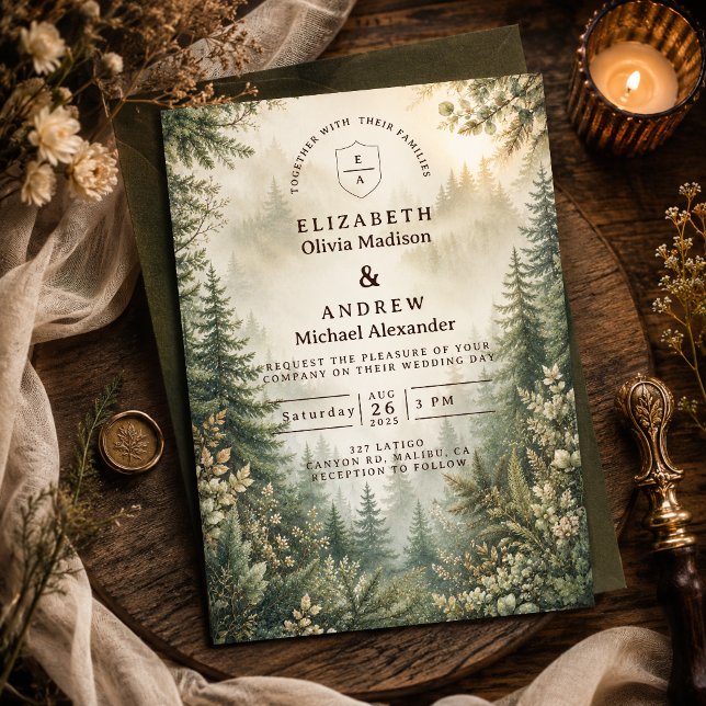 Invitation Mariage rustique en forêt champêtre (Créateur téléchargé)