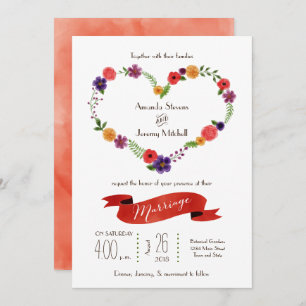 Invitation Mariage rustique en forme de coeur