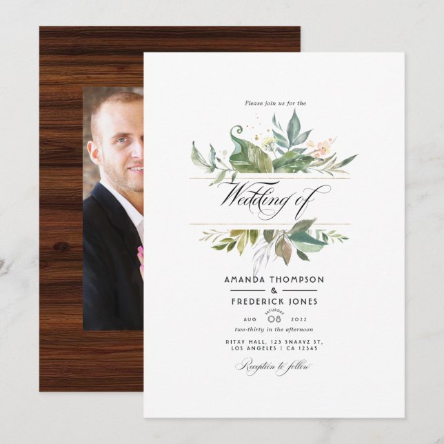 Invitation Mariage rustique en grange dans un cadre champêtre (Devant / Derrière)