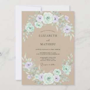 Invitation Mariage Rustique en Vert Menthe en Forêt