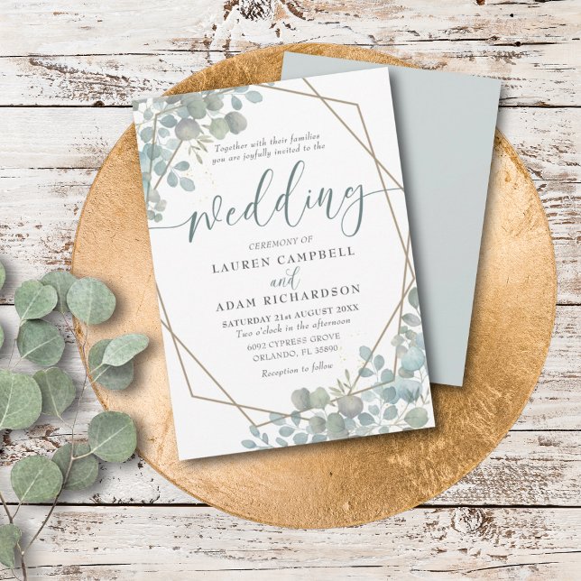 Invitation Mariage Rustique Eucalyptus Bleu Poussiéreux  (Créateur téléchargé)