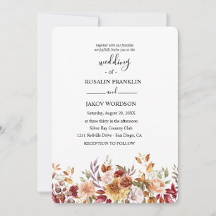 Invitation mariage rustique floral aquarelle