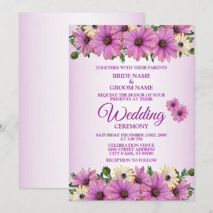 Invitation Mariage rustique floral élégant rose jaune